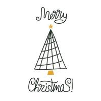 Vector flat hand drawn christmas tree design.