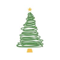 Flat hand drawn christmas tree illustration. vector