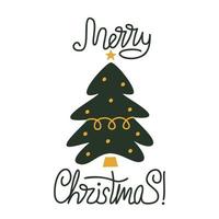 Vector flat hand drawn christmas tree design.