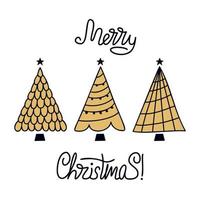 Vector flat hand drawn christmas tree design.