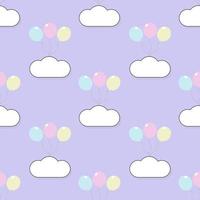 Cute cartoon seamless pattern. Balloon and cloud. beautiful pastel color. vector