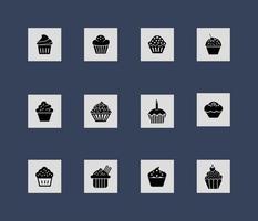 conjunto de iconos de cupcake pro ilustración vectorial vector