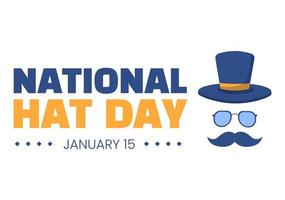 National Hat Day Celebrated Each Year on January 15th with Fedora Hats, Cap, Cloche or Derby in Flat Cartoon Hand Drawn Templates Illustration
