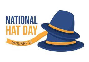 National Hat Day Celebrated Each Year on January 15th with Fedora Hats, Cap, Cloche or Derby in Flat Cartoon Hand Drawn Templates Illustration vector