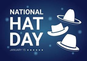 día nacional del sombrero que se celebra cada año el 15 de enero con sombreros fedora, gorra, cloche o derby en dibujos animados planos dibujados a mano ilustración de plantillas vector