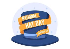 día nacional del sombrero que se celebra cada año el 15 de enero con sombreros fedora, gorra, cloche o derby en dibujos animados planos dibujados a mano ilustración de plantillas vector