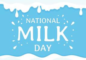 Happy Milk Day Celebration with Splash Drop in Smooth Wave of  White Fresh Milky of Cow in Flat Cartoon Hand Drawn Templates Illustration vector