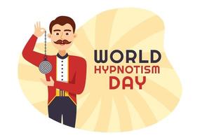 World Hypnotism Day with Black and White Spiral, Altered State of Mind, Hypnosis Treatment Service in Flat Cartoon Hand Drawn Templates Illustration vector