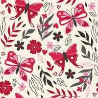 Seamless pattern with butterflies and flowers.Vector graphics. vector