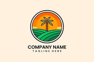 Flat palm tree farm logo template design logotype vector