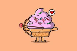 helado de cupido romántico mascota de dibujos animados lindo vector