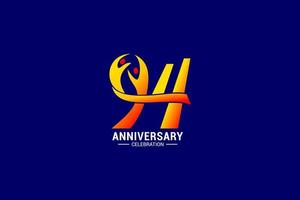 Flat 94 anniversary logo template design logotype vector