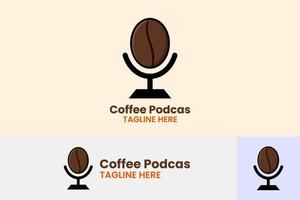 café podcast logotipo plantilla diseño icono logotipo vector