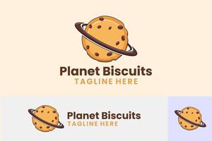 logotipo de diseño de plantilla de logotipo de galletas de planeta plano vector