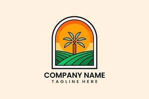 Flat palm tree farm logo template design logotype vector