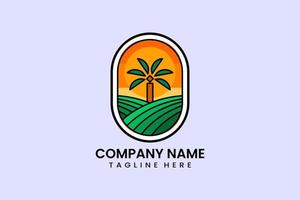 Flat palm tree farm logo template design logotype vector