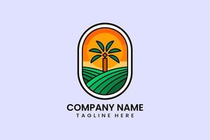 Flat palm tree farm logo template design logotype vector