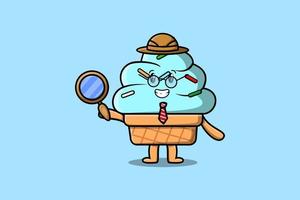 Cute cartoon character Ice cream detective vector