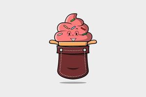 Cute cartoon Ice cream character out from pocket vector