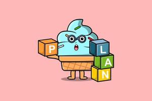 Cute cartoon Ice cream businessman stack plan box vector