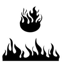 conjunto de garabatos de símbolo de icono de llama de fuego. estilo dibujado a mano. aislado sobre fondo blanco. ilustración de icono de vector