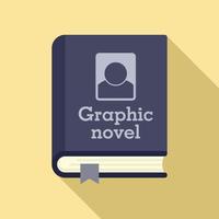 icono de libro de novela gráfica, estilo plano vector