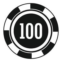 icono de fichas de casino 100, estilo simple vector