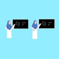 conjunto de profesor de matemáticas con carácter hijab vector