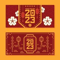 flat horizontal banner chinese new year background vector