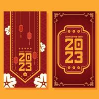 flat vertical banner chinese new year background vector