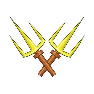 Sai ninja weapon icon, cartoon style