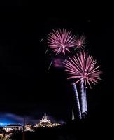 fireworks celebration in the dark sky photo