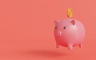 Piggy bank isolated on red background.Symbol of goals in savings.investing and business.money management.Saving and money growth concept.Dollar.Money box.3D rendering,illustration photo