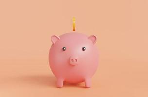 Piggy bank isolated on orange background.Symbol of goals in savings.investing and business.money management.Saving and money growth concept.Dollar.Money box.3D rendering,illustration photo