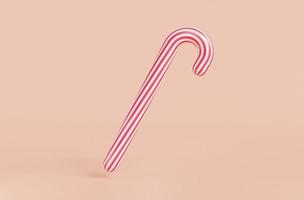 Candy Cane isolated on pink background.Christmas and New Year background.Candy cane xmas.3D Rendering,illustration photo