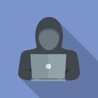 Computer thief icon, flat style vector