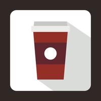 Paper cup of coffee icon, flat style vector