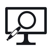 Computer monitor magnifying glass icon vector