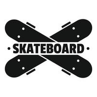 Crossed skateboard logo, simple style vector