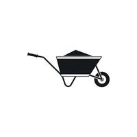 Wheelbarrow with sand icon, simple style vector