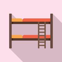 Hostel bunk bed icon, flat style vector