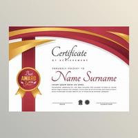 Gradient Luxury Golden Red Certificate Template vector