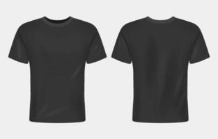 maqueta realista de camiseta negra con cuello redondo vector