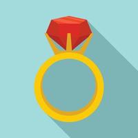 Gemstone ring icon, flat style vector