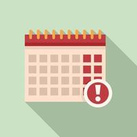 Deadline calendar alert icon, flat style vector