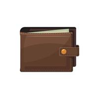 Brown wallet icon, cartoon style vector