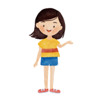 Watercolor cute girl wearing t-shirt png