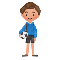 waterverf jongen Holding een voetbal bal png