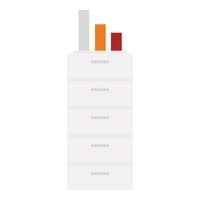 White drawer icon, flat style vector