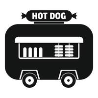 Hot dog shop trailer icon, simple style. vector